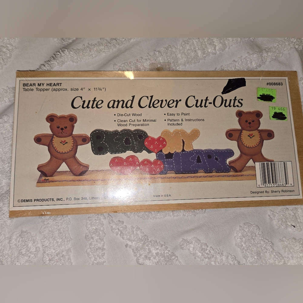 Vintage Bear My Heart Cute and Clever Cut-Outs Craft Kit NOS NIP